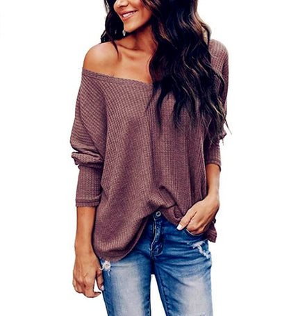 Women's Autumn Loose-fitting Lightweight Thin Large V-neck Plus Size Long-sleeved Sweater