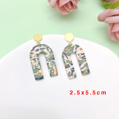 Camouflage Polymer Clay Earrings For Women