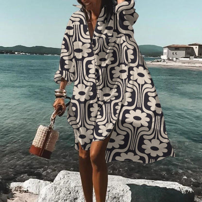 Printed Beach Vacation Blouse Coat