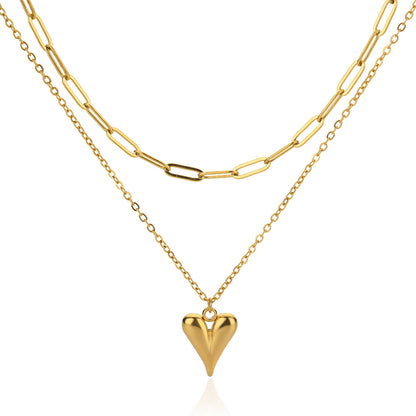 Fashionable Golden Love Chain Double-layer Necklace