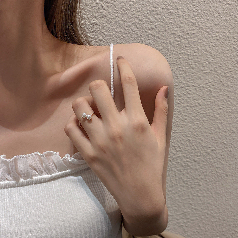 Design Ins Style Simple Retro Open-end Pearl Adjustable Ring