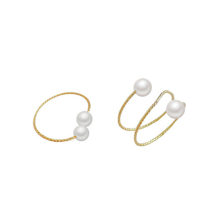 Design Ins Style Simple Retro Open-end Pearl Adjustable Ring