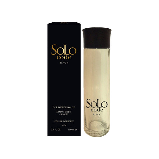 ShopBobbys - Solo Code Black for Men, Impression of Absolu Cologne, EAU DE TOILETTE, 3.4 Ounces