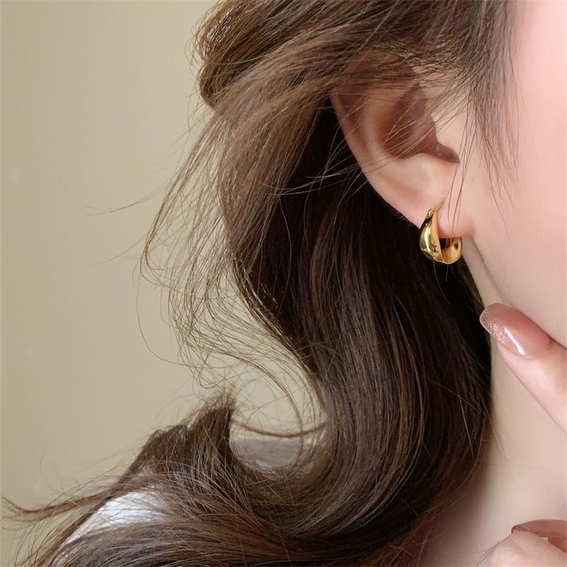 Irregular Geometric Glossy Metal Earrings