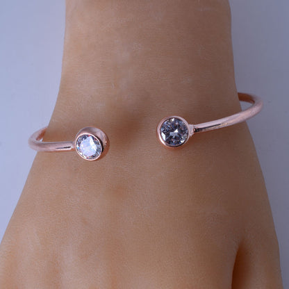 Classic Round Open-ended Simple Diamond Plated Bracelet