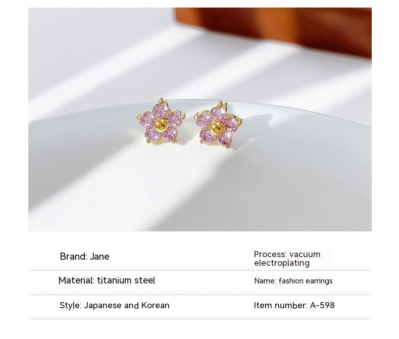 Small And Sweet Diamond Petal Stud Earrings Women