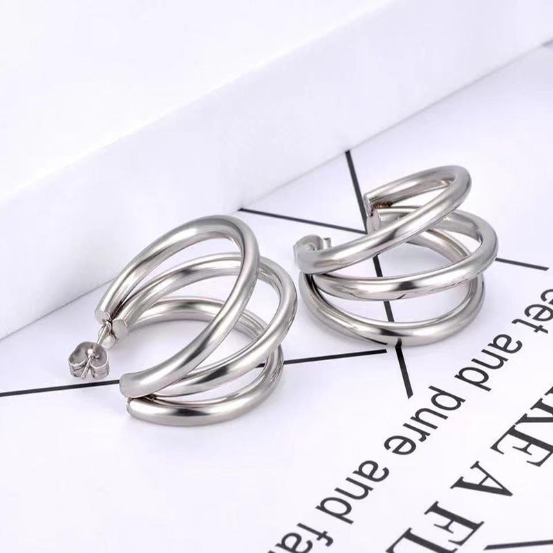 Titanium Steel Multi-layer N Earrings