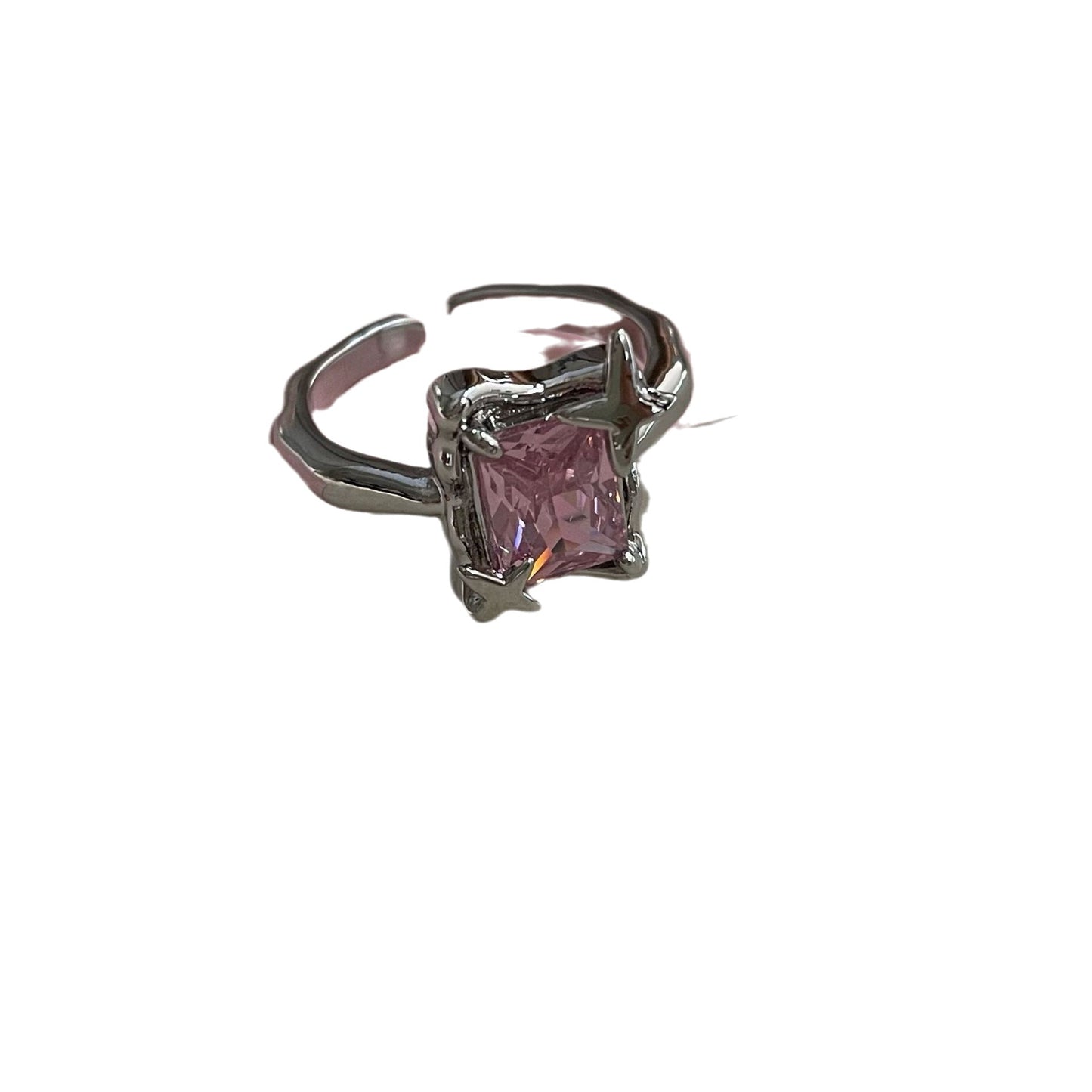 Square Zircon Ring Female Light Luxury Temperament Adjustable