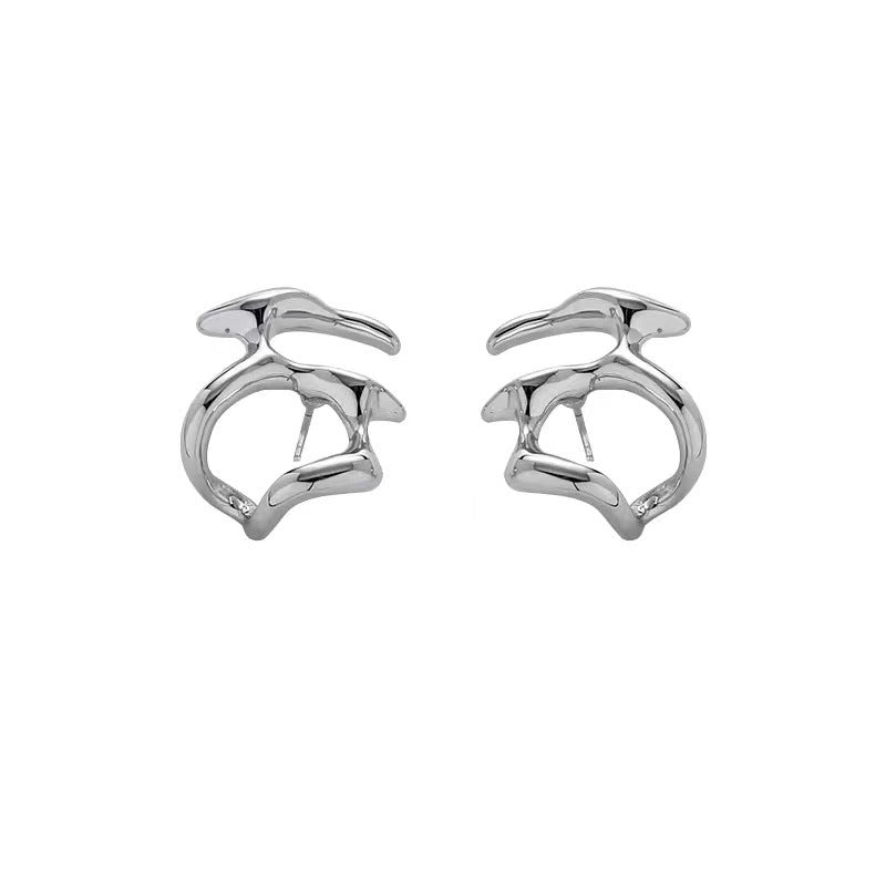 Irregular Liquid Metal Hollow Earrings For Women