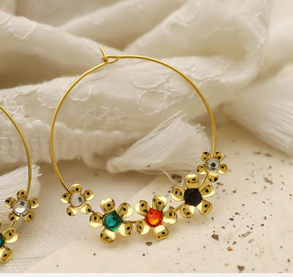 Fashion Vintage Small Flower Metal Women's Stainless Steel Earrings