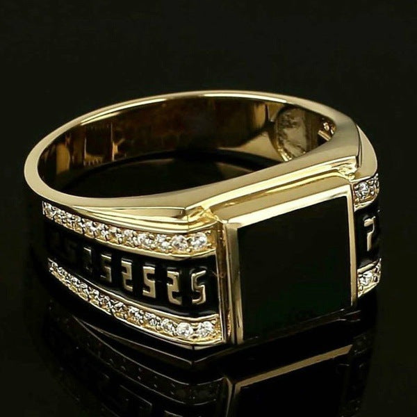 Men's Simple Rhinestone All-Match Ring