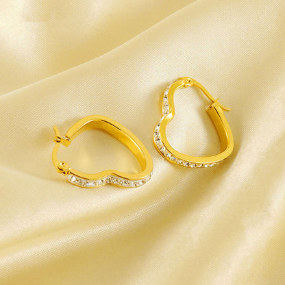 Female Niche 18K Stainless Steel Retro Love Heart Earrings