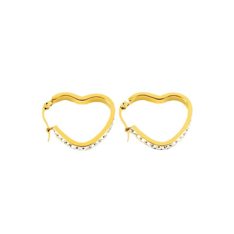 Female Niche 18K Stainless Steel Retro Love Heart Earrings