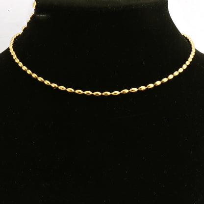 Stainless Steel Plated 18K Oval Beads Chain Necklace