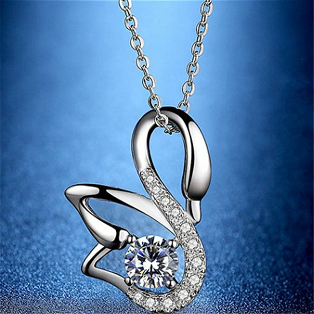 Swan Necklace Silver Plated Female Clavicle Chain Pendant