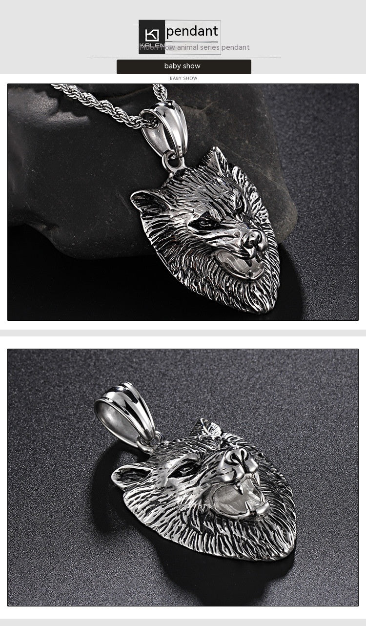 Titanium Steel Stainless Steel Lion's Head Casting Pendant