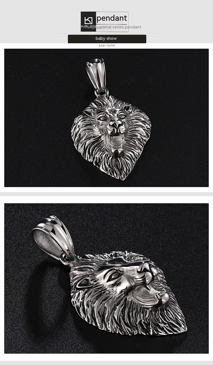 Titanium Steel Stainless Steel Lion's Head Casting Pendant