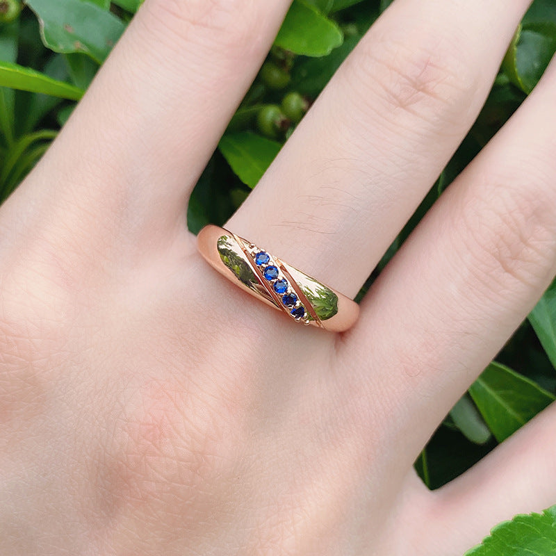 Ins Trendy European And American Fashion Copper Inlaid Zircon Ring