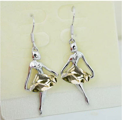 Dancing Girl Crystal Necklace Earrings Set