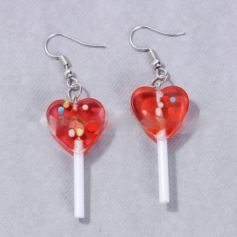 Resin Small Love Lollipop Simple Earrings
