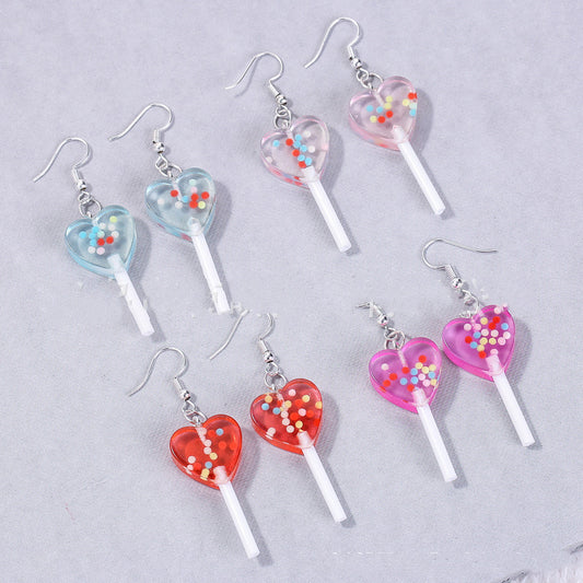 Resin Small Love Lollipop Simple Earrings