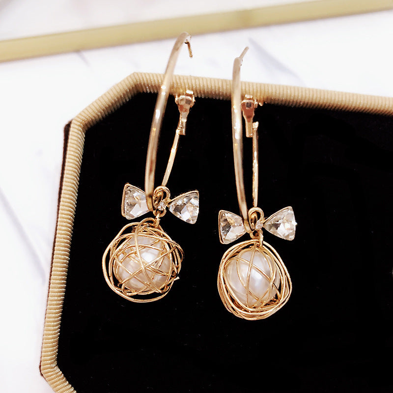 French Hollow Metal Bird's Nest Earrings