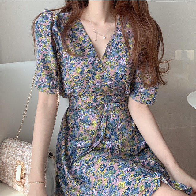 Short Sleeve Floral Dress Summer Fashion Temperament