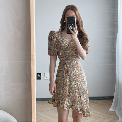 Short Sleeve Floral Dress Summer Fashion Temperament