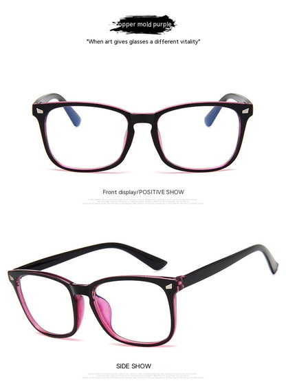 Trendy Eyeglass Frame With Women's Blue Film Flat Light