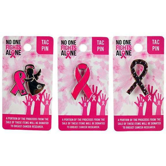 Novelty Closeout - Breast Cancer Awareness Enamel Tac Pin Assortment- 12/Pack: Closeout Price