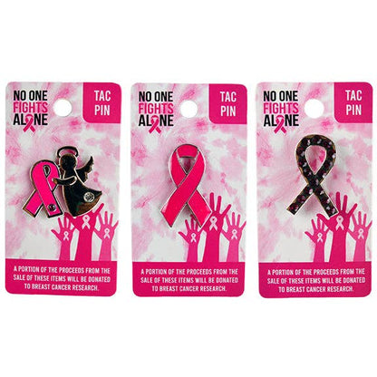 Novelty Closeout - Breast Cancer Awareness Enamel Tac Pin Assortment- 12/Pack: Closeout Price