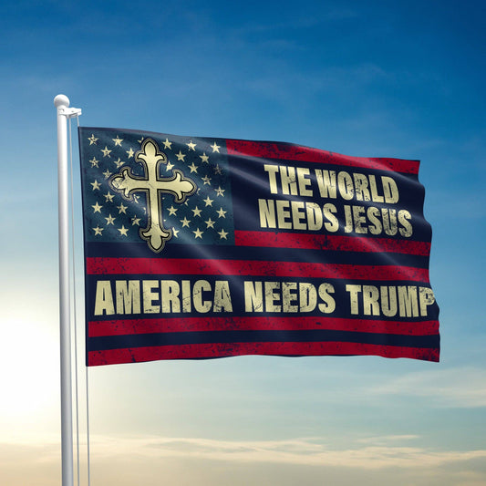 I Love My Freedom - The World Needs Jesus America Needs Trump Flag - 2049