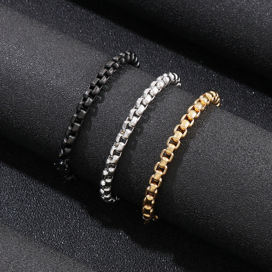 Trendy Simple Square Pearl Titanium Steel Bracelet Necklace For Men