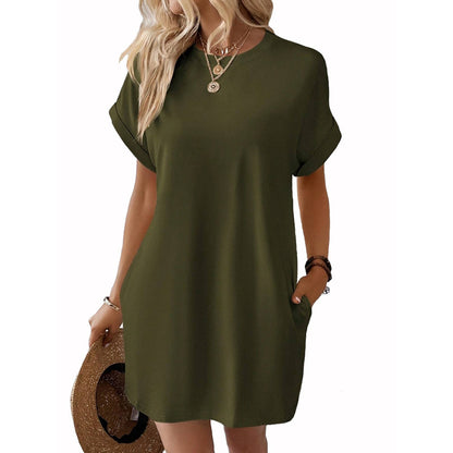 Women's Loose Short Sleeve Pocket Dress