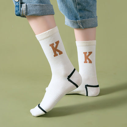 Women's Fashion All-match Outer Wear Letter Tube Socks