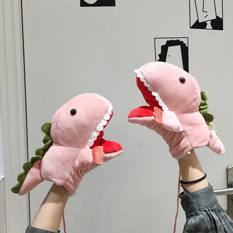 Autumn And Winter Dinosaur Gloves Female Cartoon