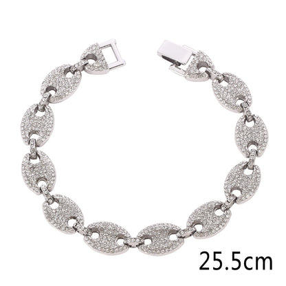 Women's Button Diamond Pig Nose Bracelet