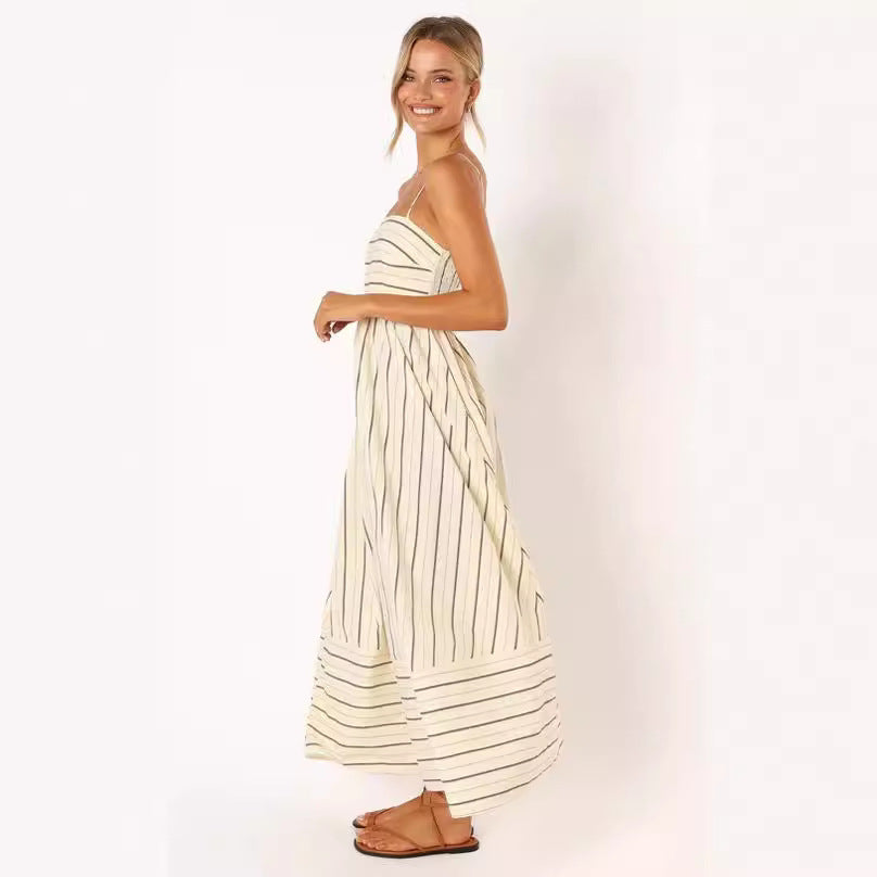 Women's Striped Spaghetti Straps Casual Dress