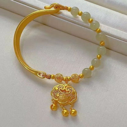 Golden Half Bracelet Hetian Jade