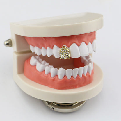 4A Micro Inlaid Zircon Hip Hop Tooth Socket 18K Gold Plated