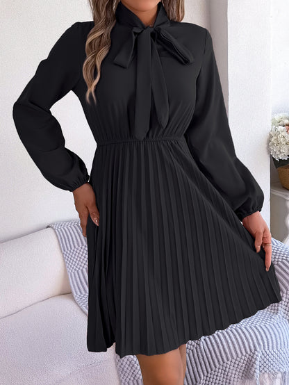 Women's Lace Up Waist-controlled Long Sleeves Dress