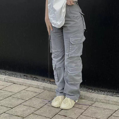 Street Hip-hop Trousers With Pockets Low Waist Overalls Fashion Casual Cargo Pants