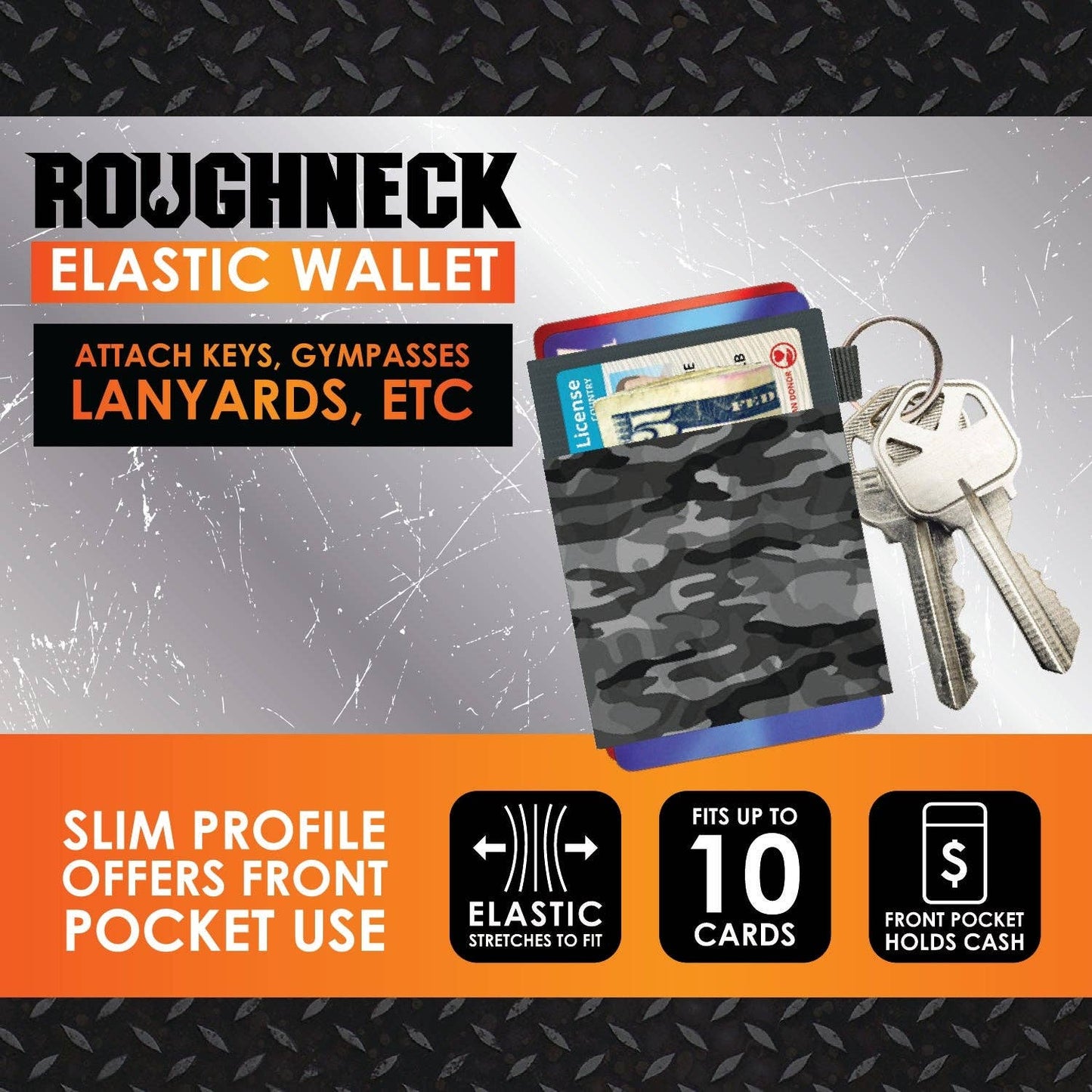 Novelty Closeout - ROUGHNECK SLIM DESIGN ELASTIC WALLET- 12/PACK