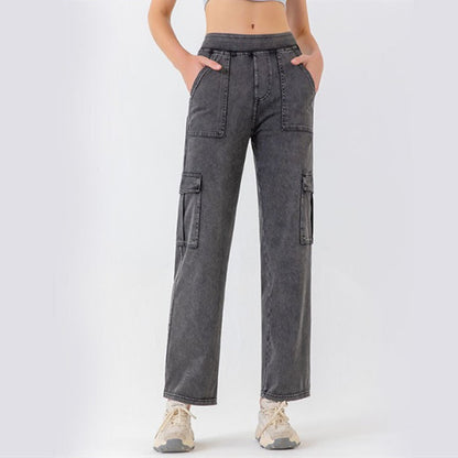 Women's Wide Leg Pocket Sports Jeans