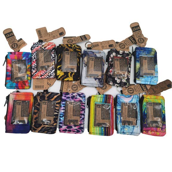 Novelty Closeout - RPET Zipper Wallet with ID Window Assortment- 12/Pack