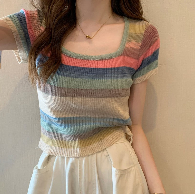 Knitwear Short Sleeve T-shirt For Women