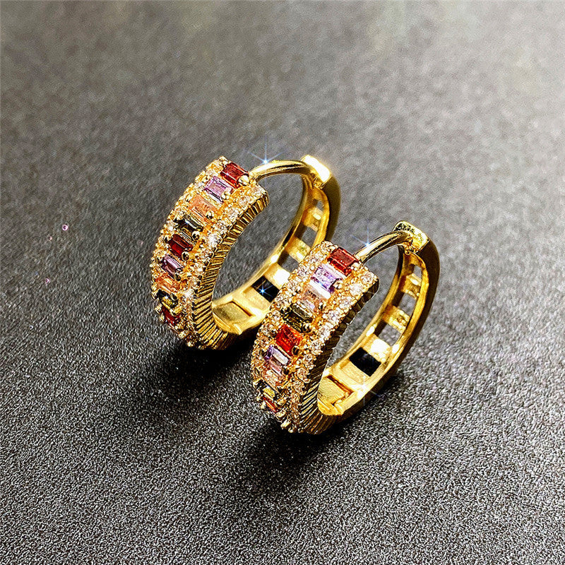 Fashionable Niche Colored Zircon Earrings For Women