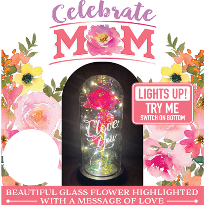 Novelty Closeout - Jumbo Light Up Rose Glass Dome Keepsake Assortment- 2/Pk