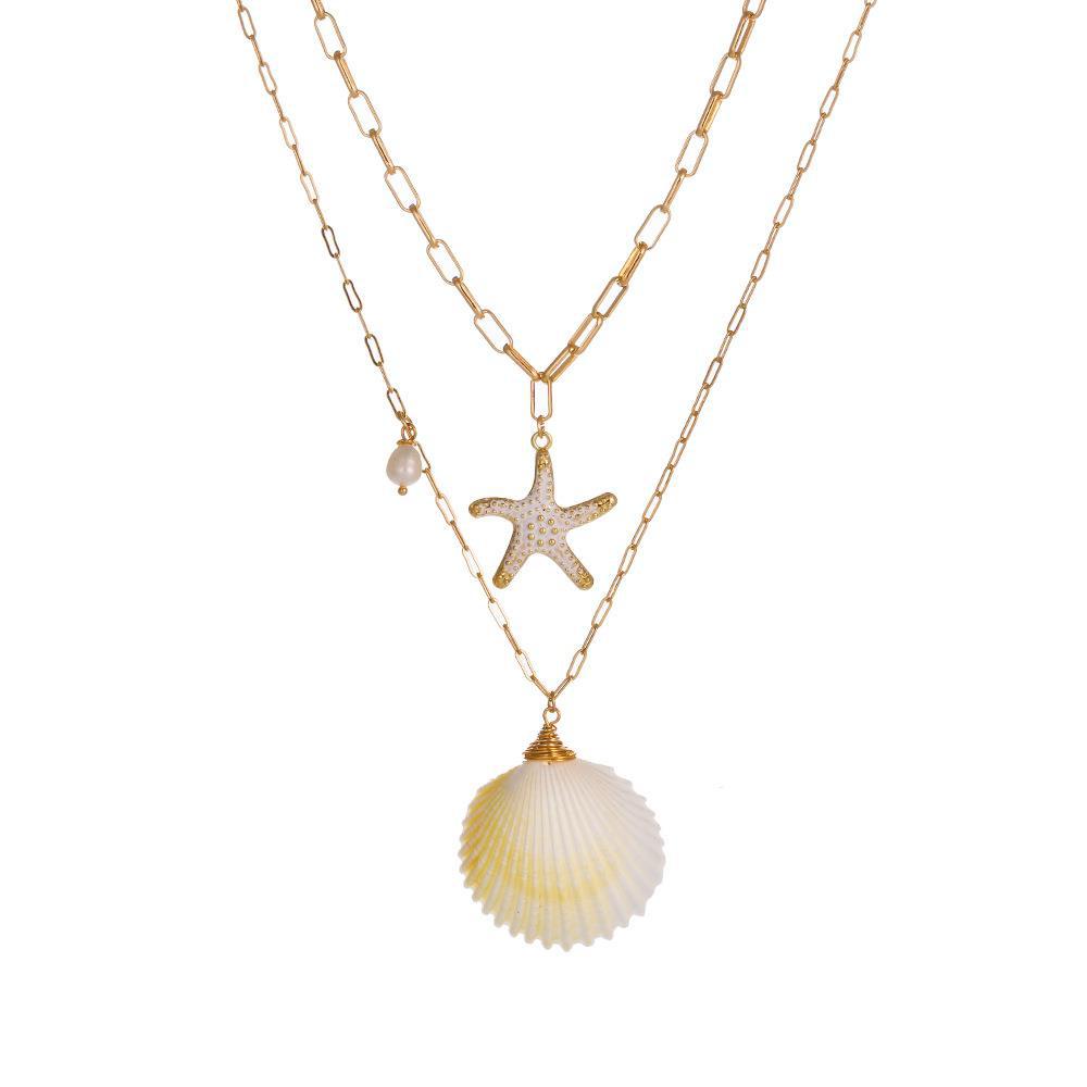 Fashion Pearl Shell Starfish Conch Pendant