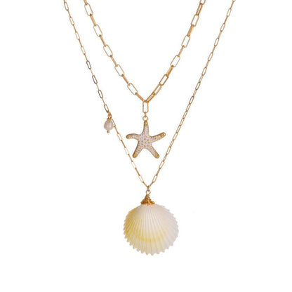 Fashion Pearl Shell Starfish Conch Pendant